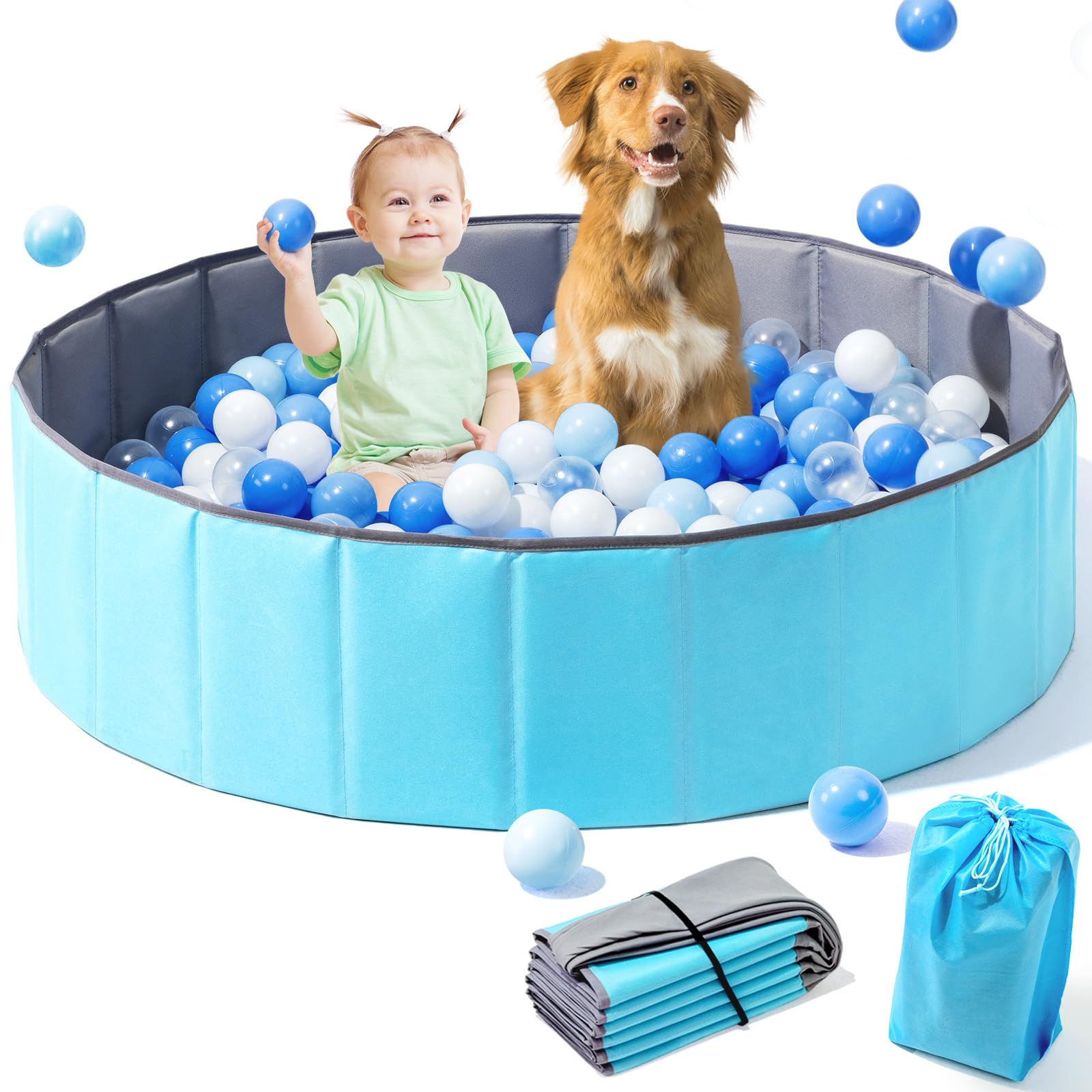 Hikiddy ball pit with 44-inch diameter ready for family play and easy setup