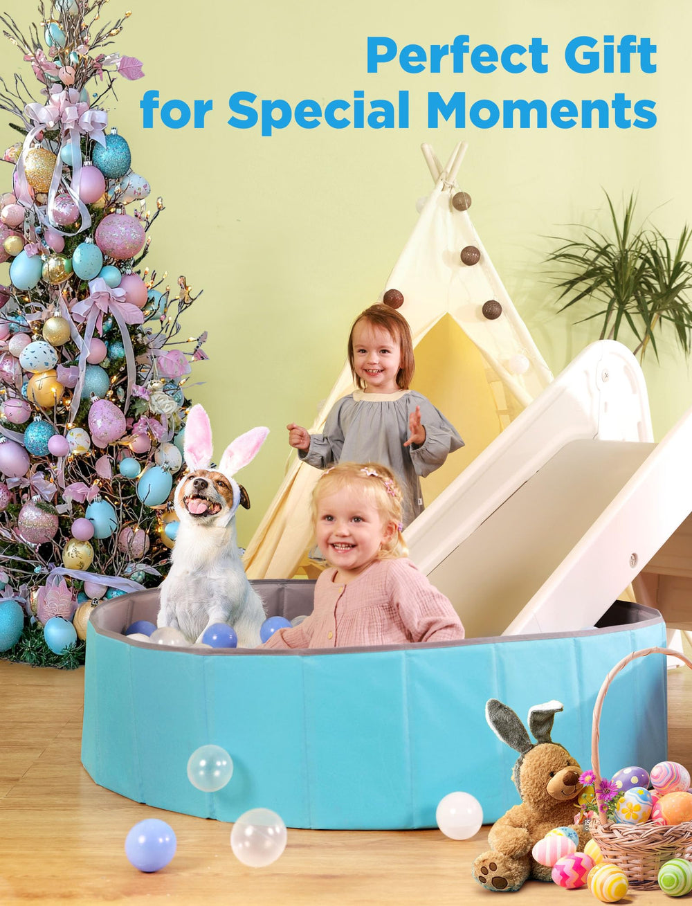 Hikiddy ball pit in indoor/outdoor setting for flexible play