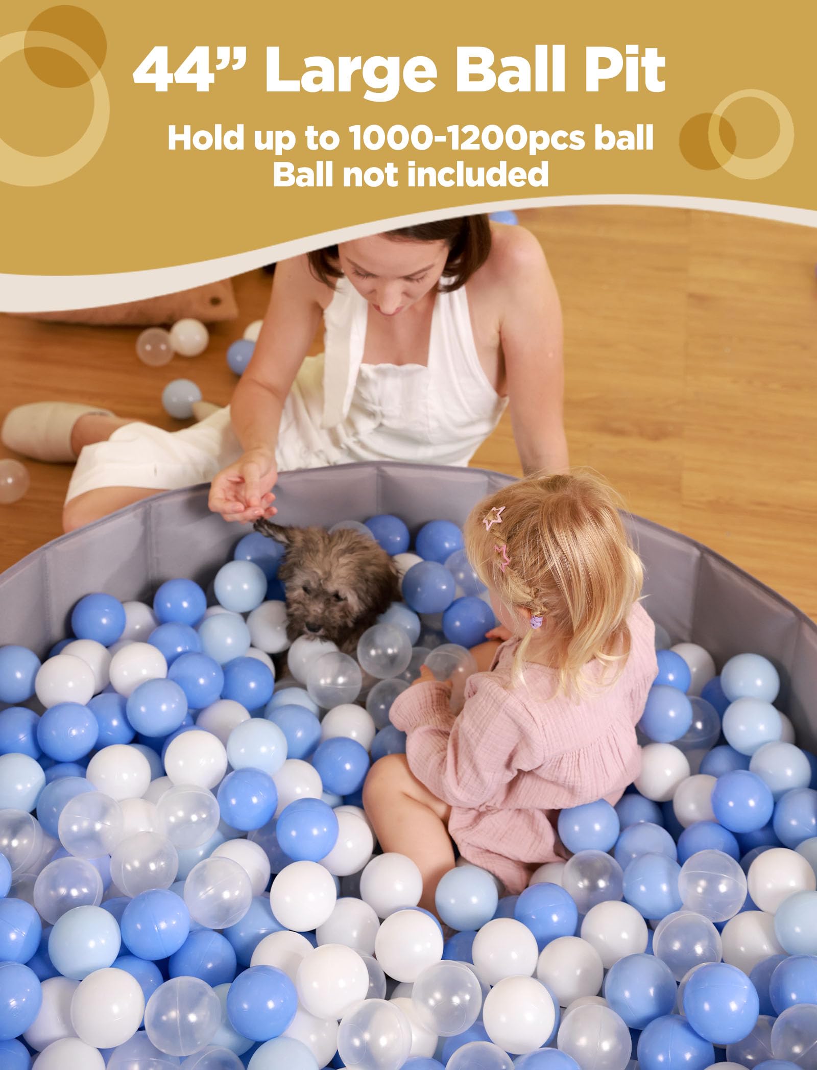 Hikiddy ball pit shows soft edges and oxford cloth durability
