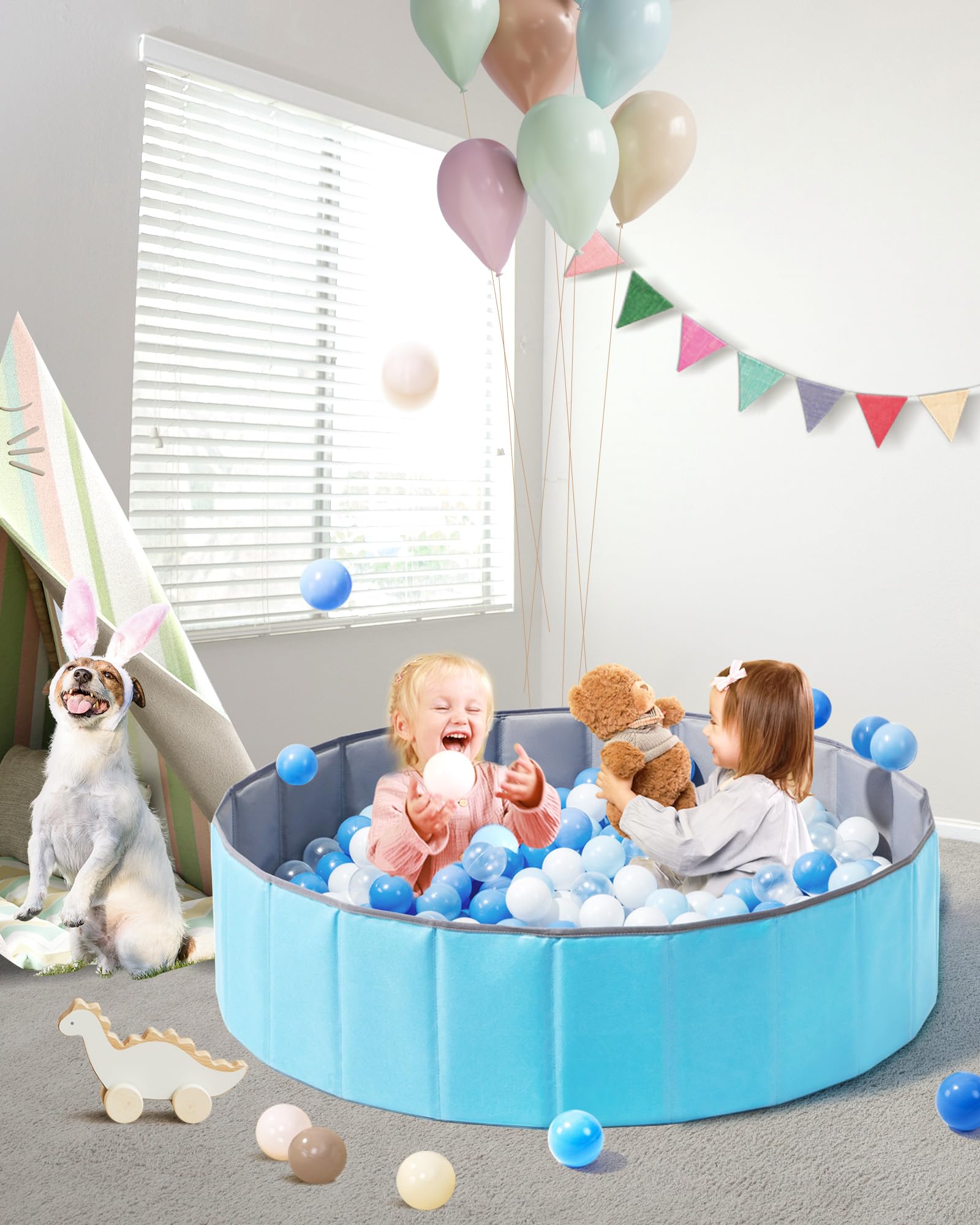 Hikiddy ball pit with carry bag is travel-ready.