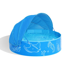Hikiddy foldable pool with canopy shade offering sun protection for outdoor play
