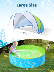 Hikiddy foldable pool folds into a compact bag for easy travel