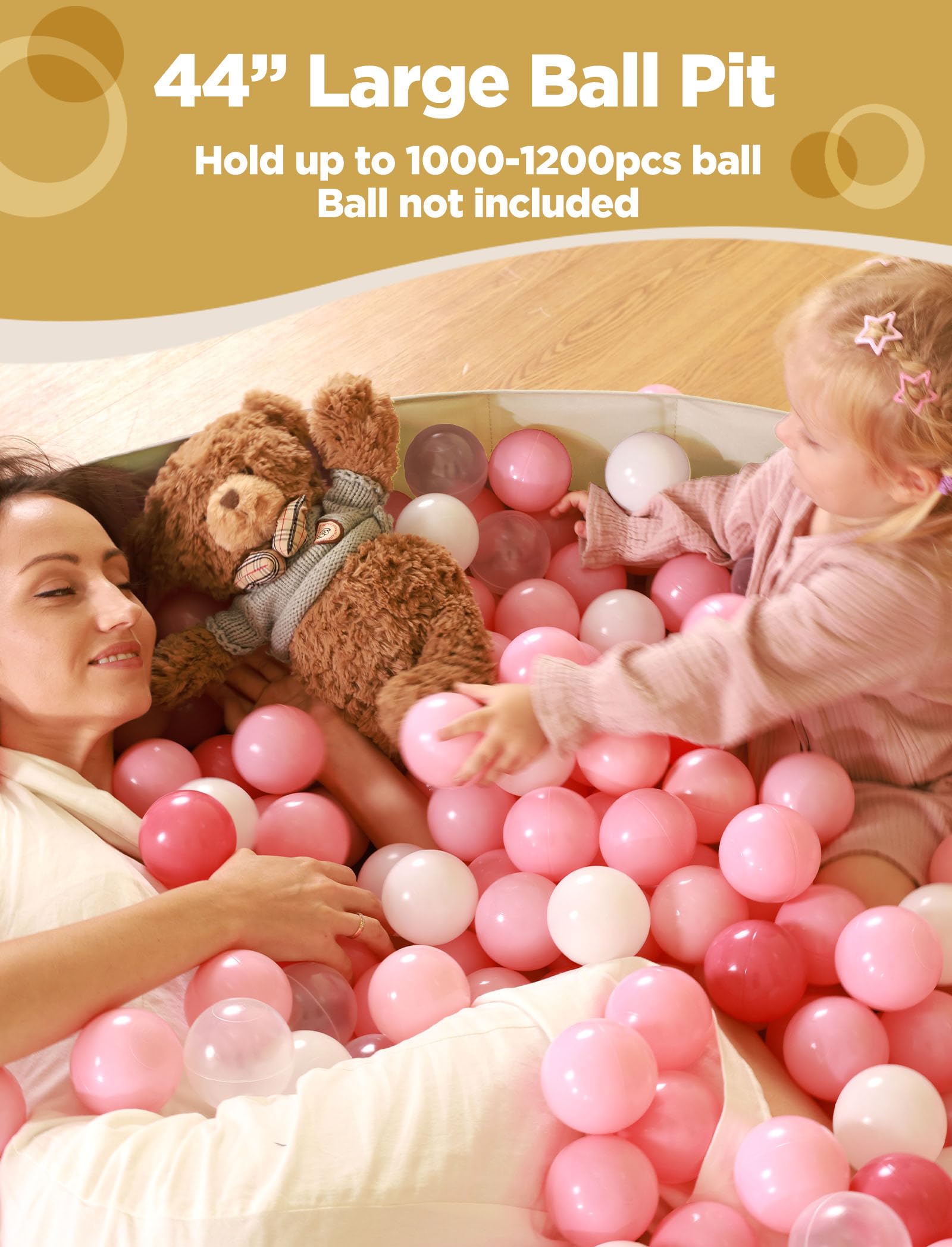 Hikiddy oxford cloth ball pit with soft rounded beige edges