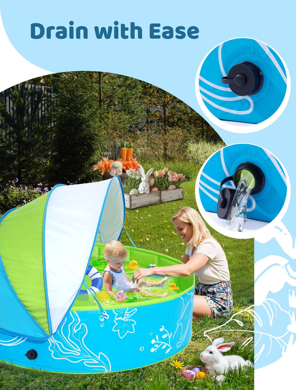 Hikiddy sun protection canopy enhances outdoor water play