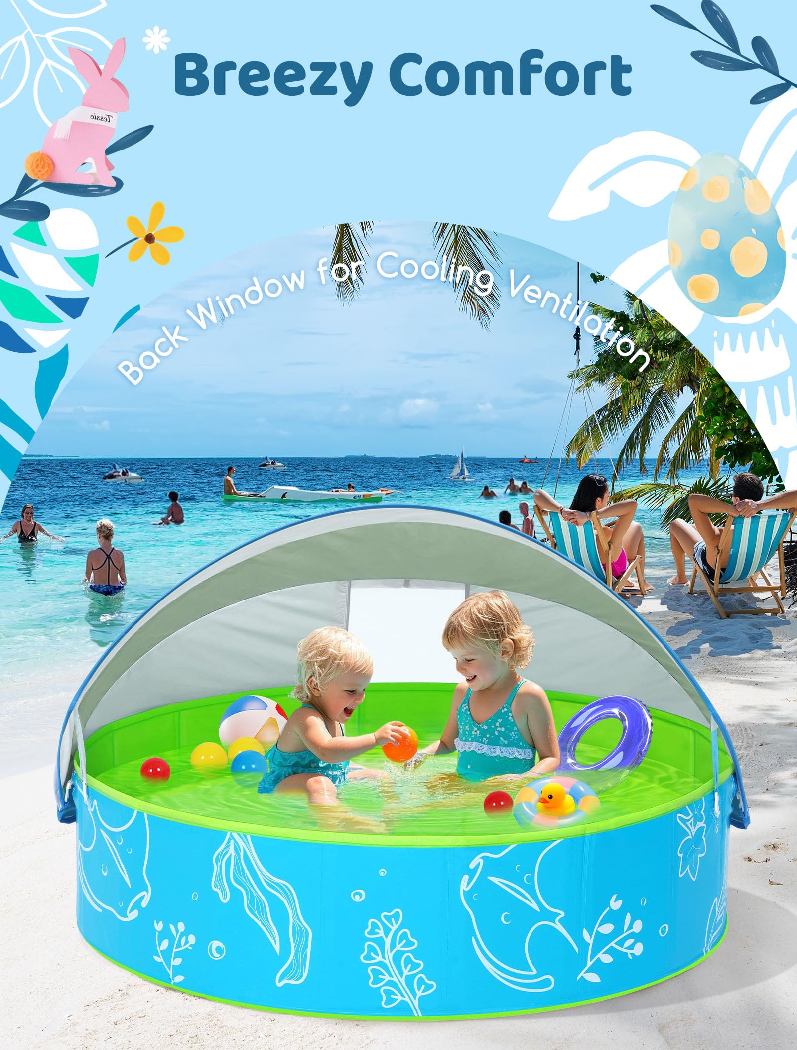 Hikiddy thick plastic kiddie pool designed for durable, active splash time