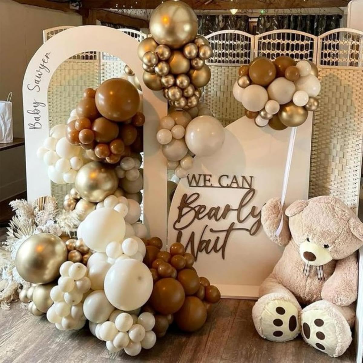 HILAVO apricot beige balloons provide warm contrast for baby showers and weddings.