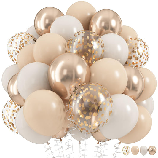 Hilavo beige-champagne-gold balloons set, ideal for elegant weddings and celebrations.