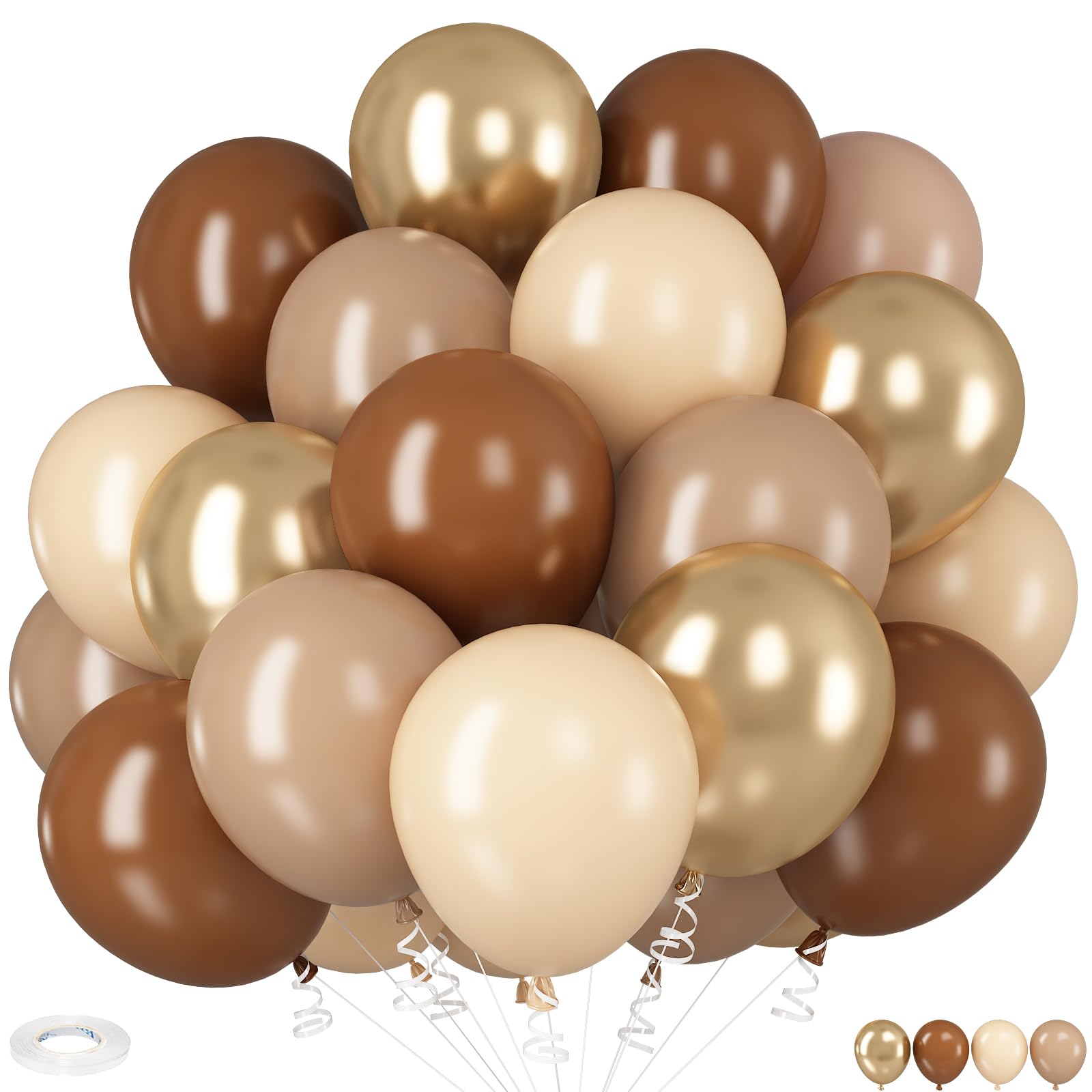 HILAVO brown gold balloons 12-inch set for elegant neutral events.