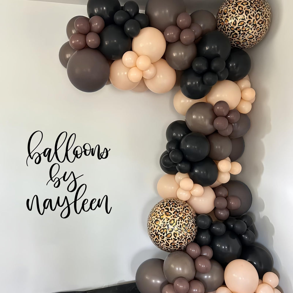HILAVO beige cheetah print balloons pair with neutrals for elegant boho parties.