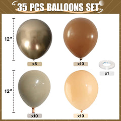 HILAVO double-stuffed brown gold cream balloons catch light for sophisticated neutral themes.