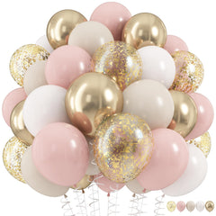 HILAVO dusty pink and gold balloon set packshot for chic party decor.