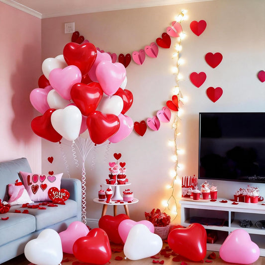 Hilavo red pink white heart balloons ideal for weddings and anniversaries