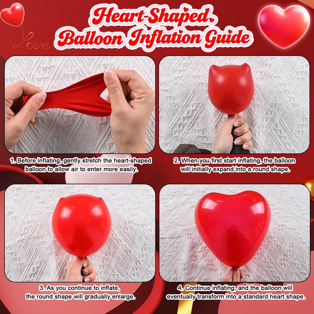 Hilavo quick-inflate heart balloons with ribbon for fast setup