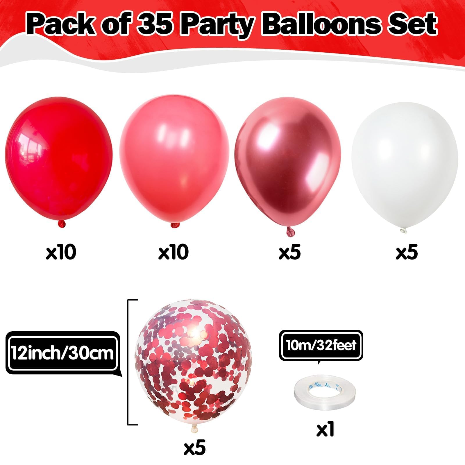 Hilavo metallic red balloon — adds a glossy focal point to any party setup.