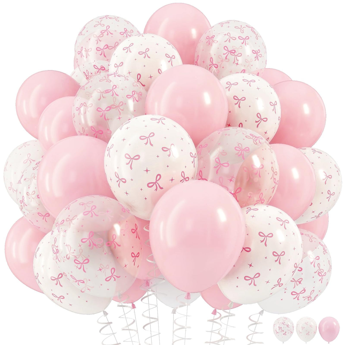 HILAVO pink bow balloon set enhances pastel birthday decor.