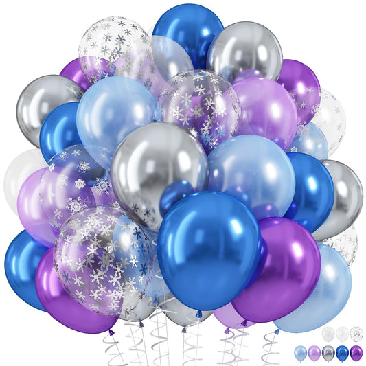 HILAVO Snowflake balloons set in pastel blue for winter party décor