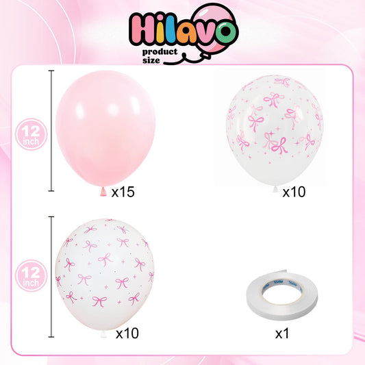 HILAVO white bow print balloons add subtle contrast.
