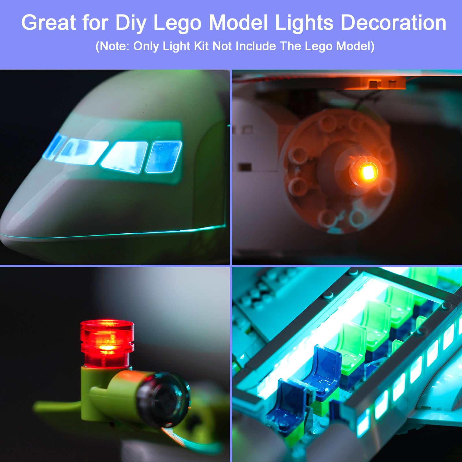 Hilighting LED light kit with USB power enables flexible placement around the build.