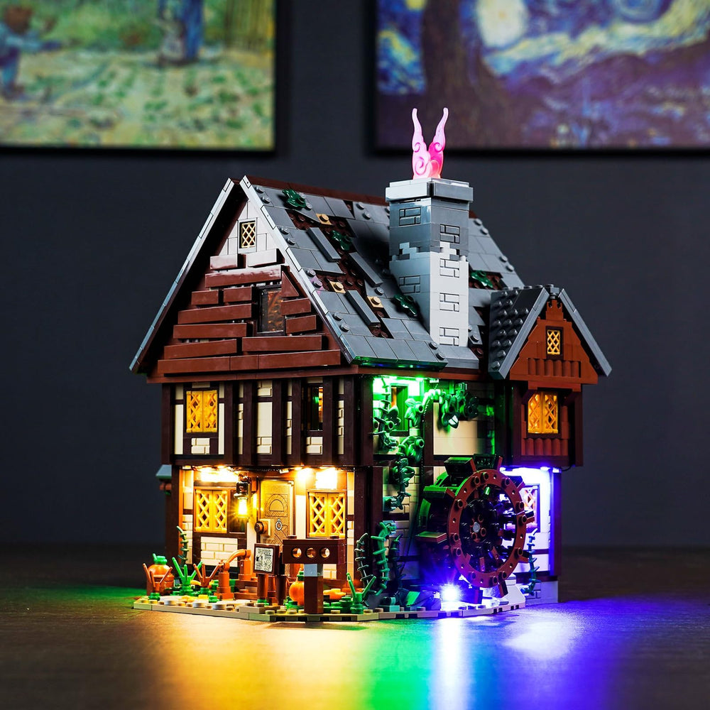 Hilighting LED illumination enhances the Lego 21341 cottage for vivid lighting.