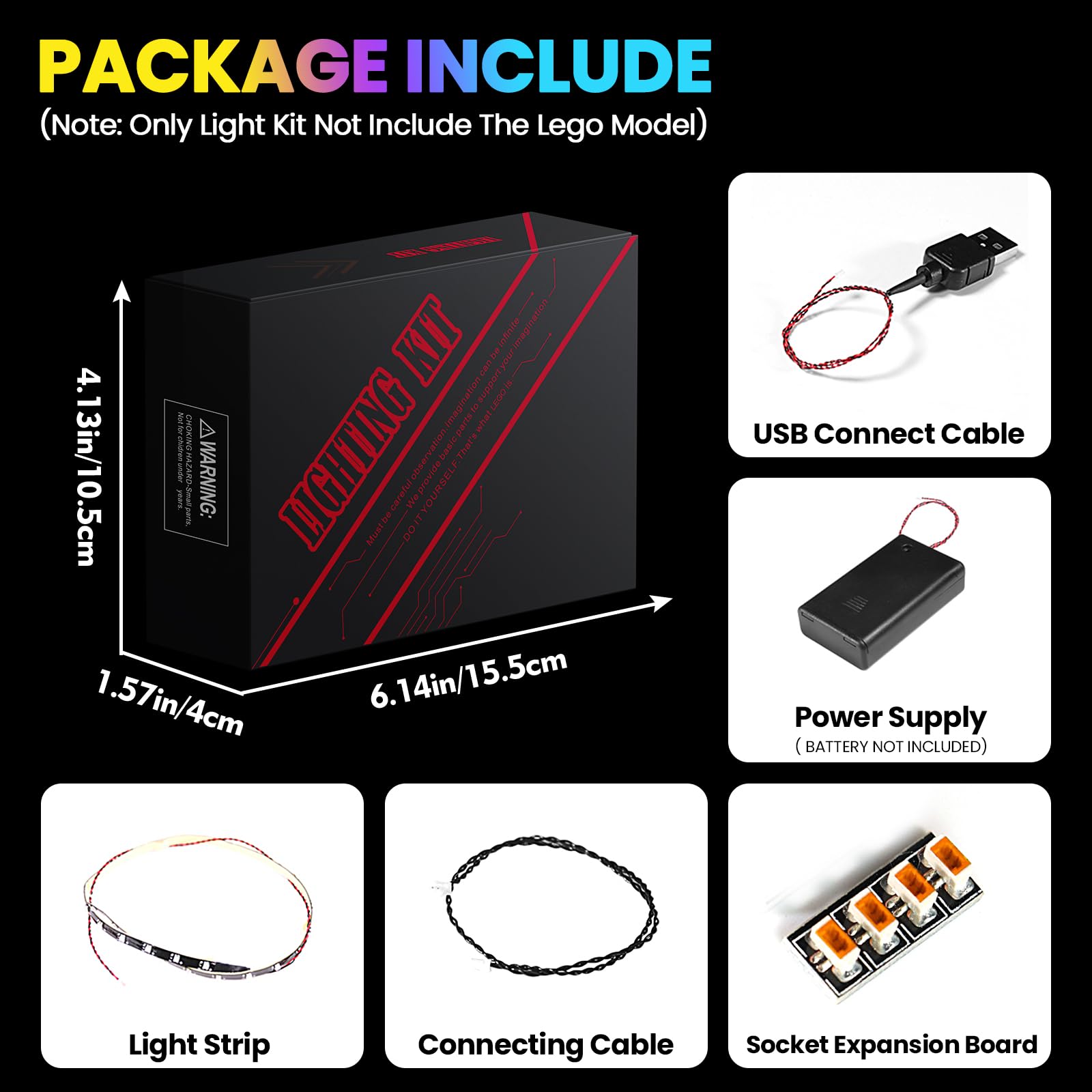 Hilighting multi-color effects create dynamic night-time display.
