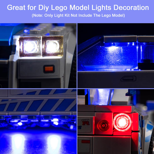 Hilighting USB-powered multi-color mode highlights dynamic lighting effects for LEGO-compatible builds.