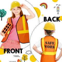 Bright Hillban construction hats and vests enhance kids' party visuals.