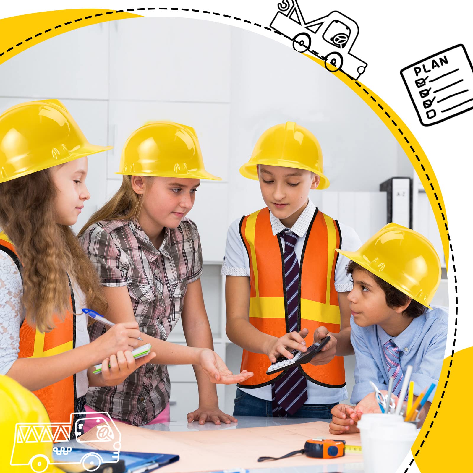Hillban construction costume supplies suitable for Halloween and parties.
