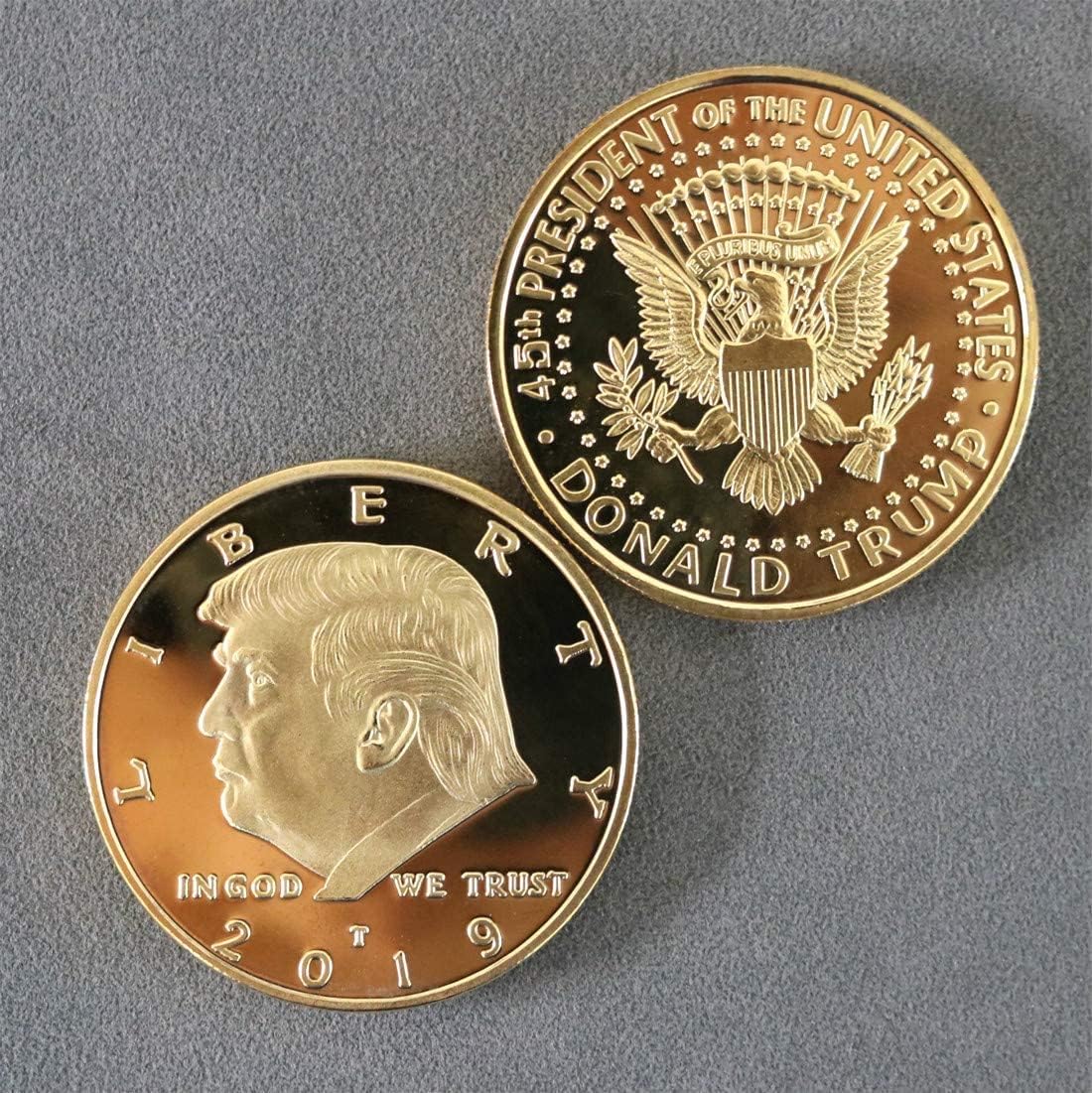 HillSpring Trump commemorative coins, individually packaged for gifting.