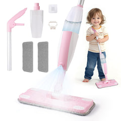 Hilsoeet Kids Spray Mop Pink front view for real spray play and floor clean