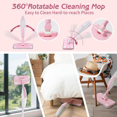 Hilsoeet Kids Spray Mop Pink detachable rotating head reaches corners
