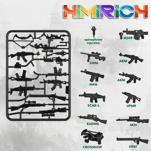 HIMIRICH WW2 weapons pack parts layout laid out for easy assembly
