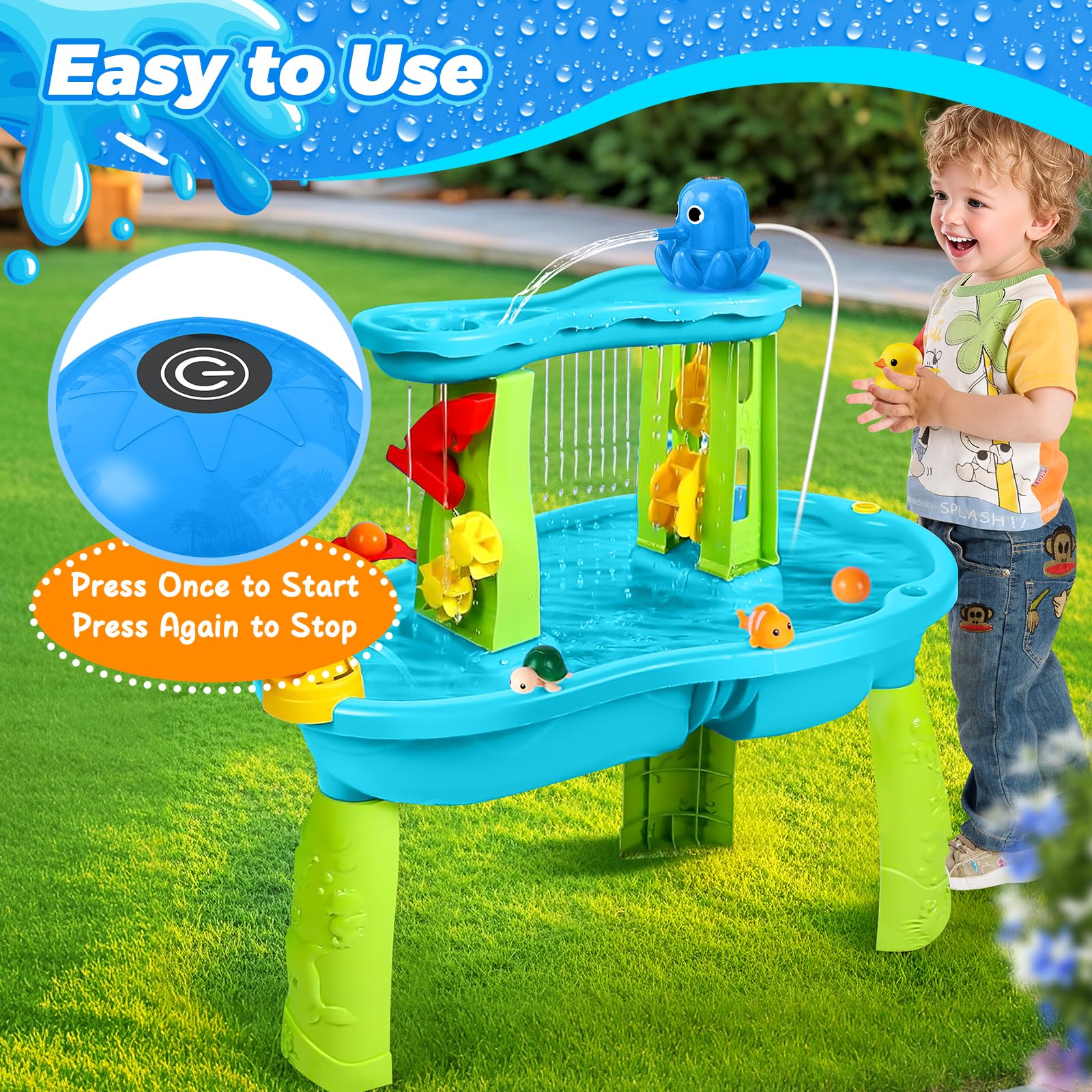 Long silicone tubing can be cut to fit your water table precisely