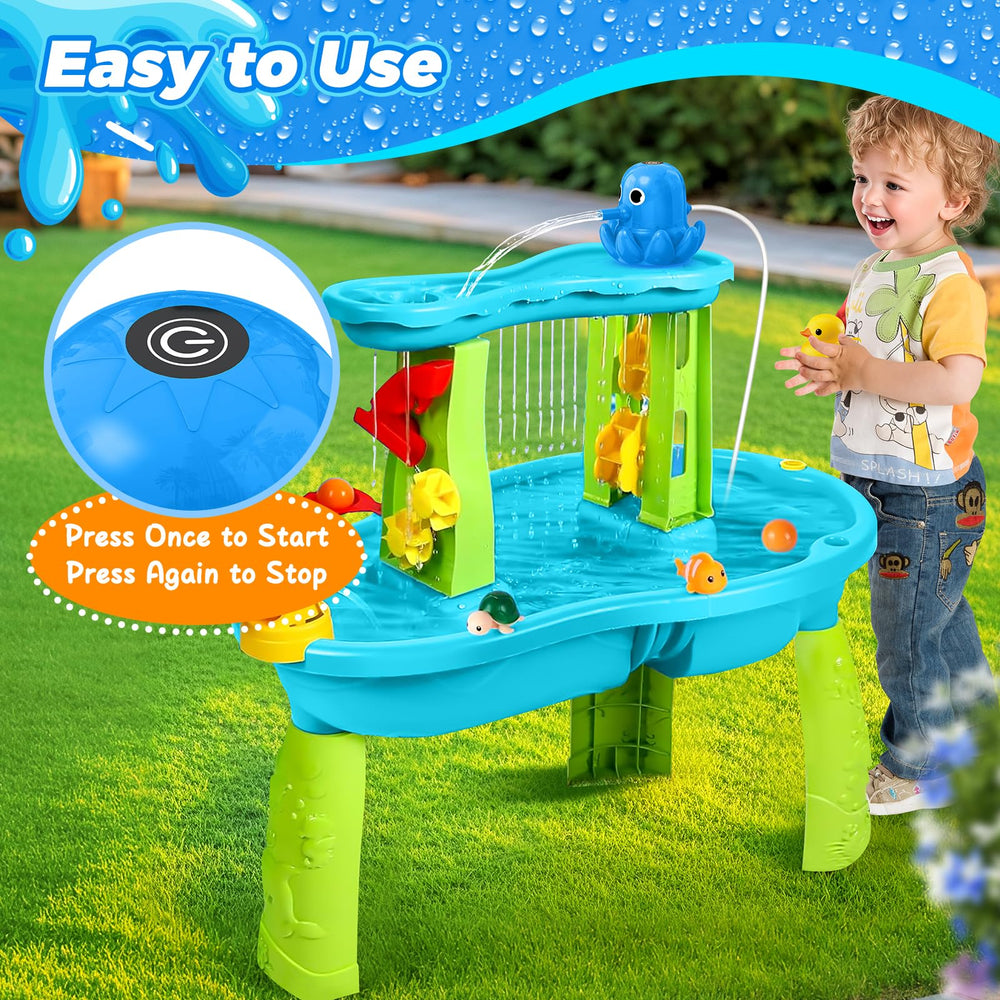 Long silicone tubing can be cut to fit your water table precisely