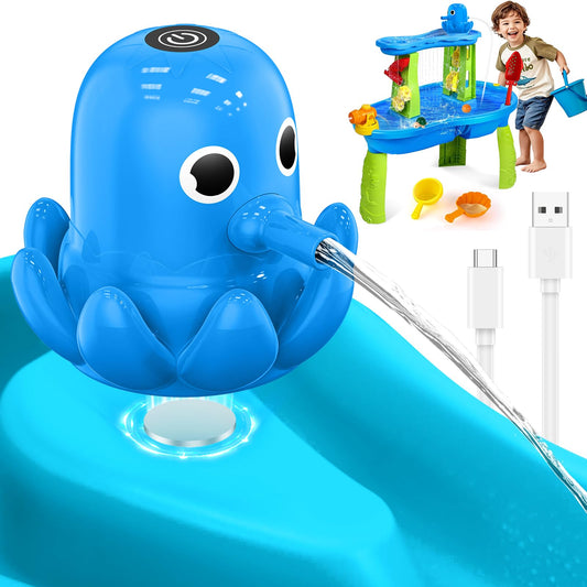 Hinastar octopus water-table pump in blue with magnetic mount for mess-free outdoor play