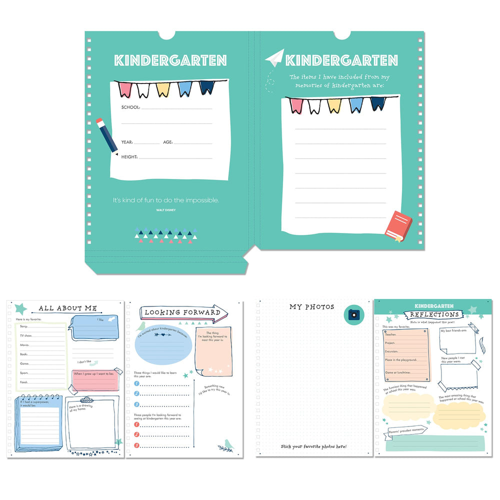 Pockets for reports and keepsakes help memories stay organized.