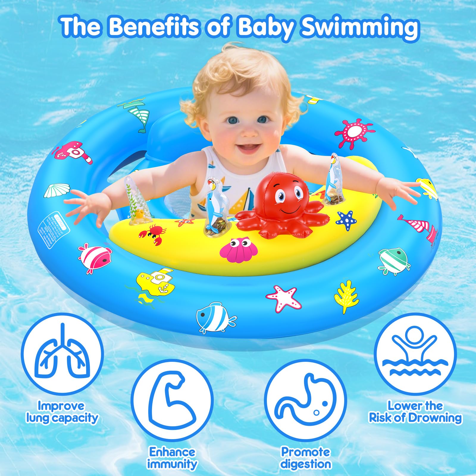 Hinzer baby float with mesh sides improves visibility and comfort.