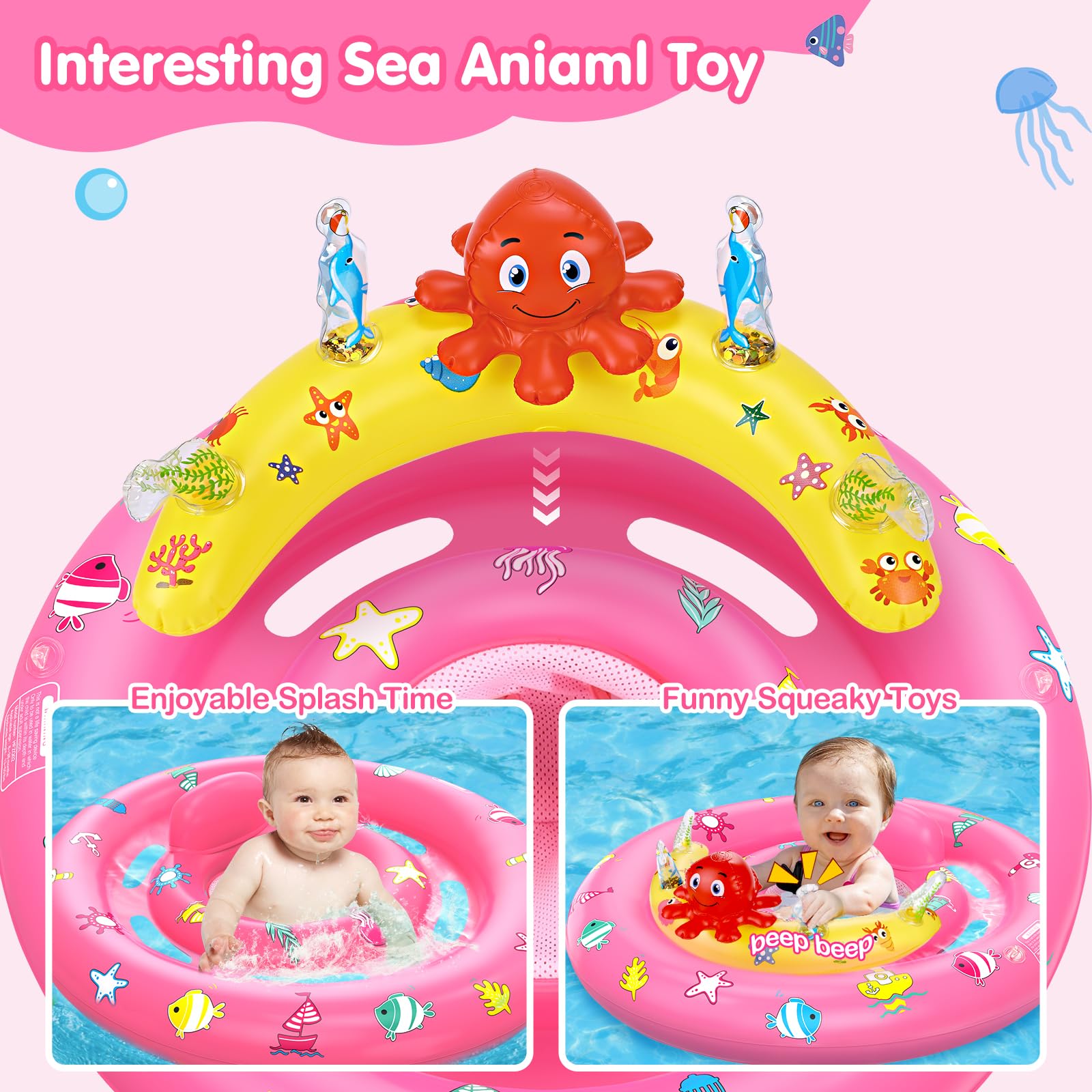 Hinzer pool float with seaweed bells adds gentle sound and visual cues.