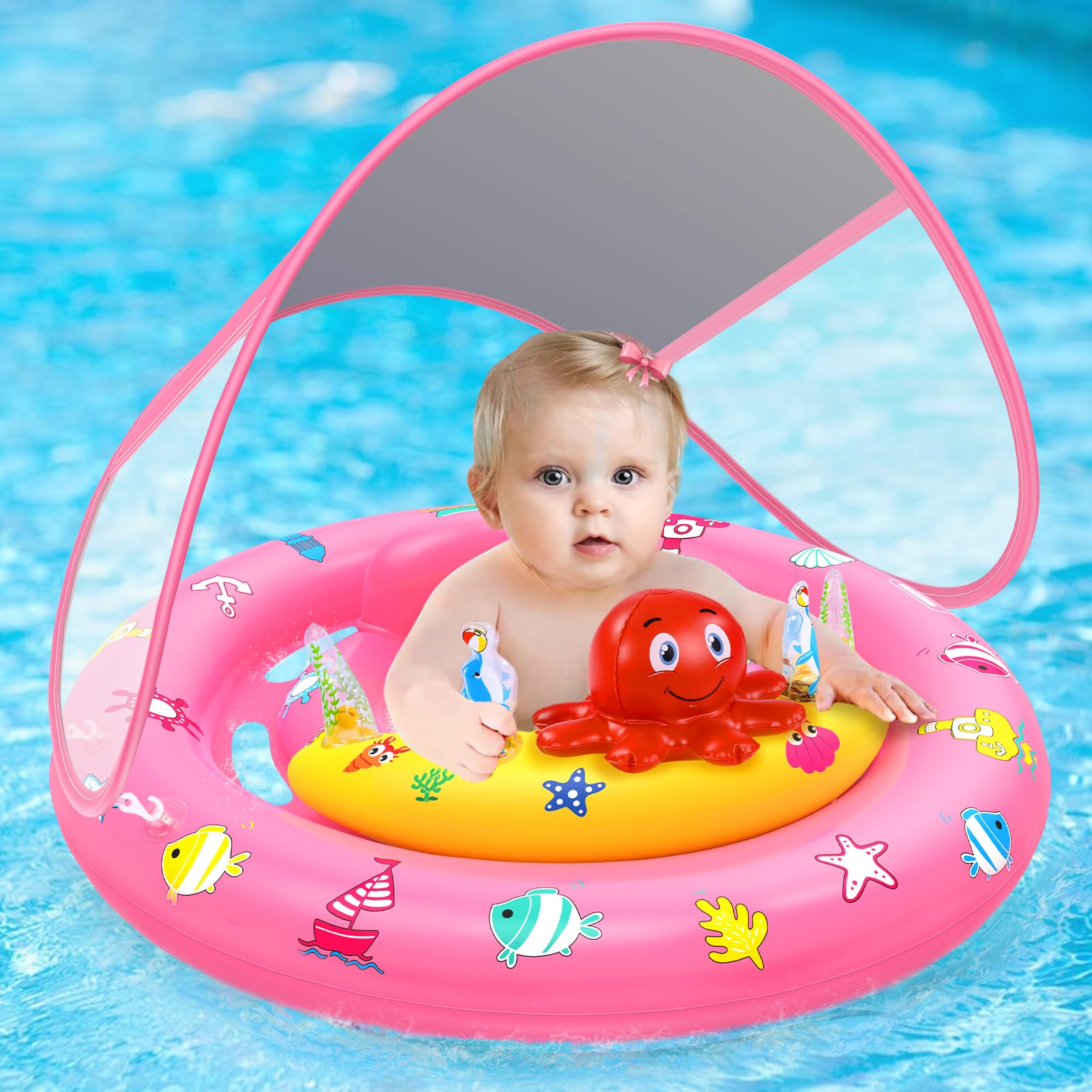 Hinzer baby pool float with canopy for sunny days and safe aquatic fun.