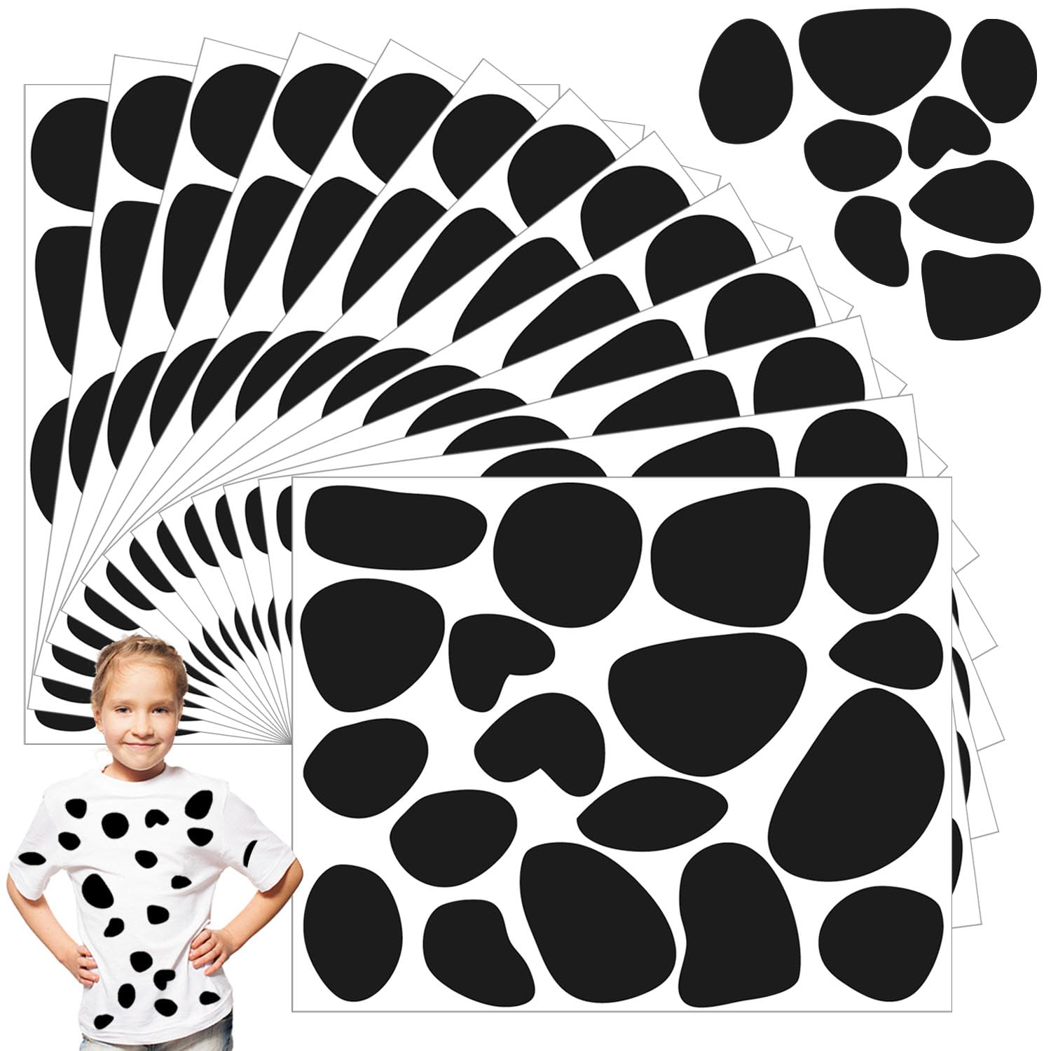 HIOHWEFH 12 sheets black dalmatian spots ready for DIY costume decorating.