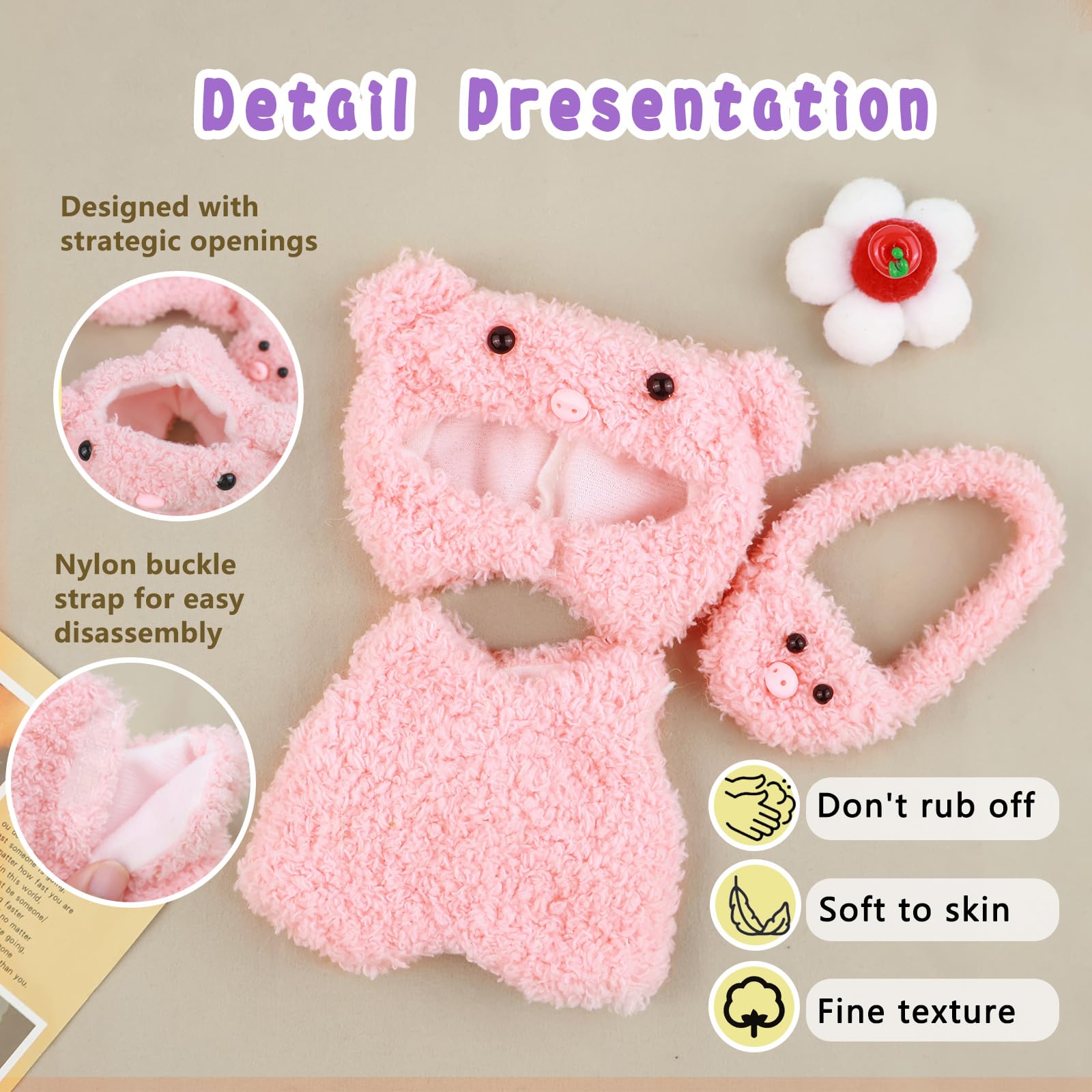 HiOKOU dinosaur doll outfit in soft plush, ideal for playful adventures.
