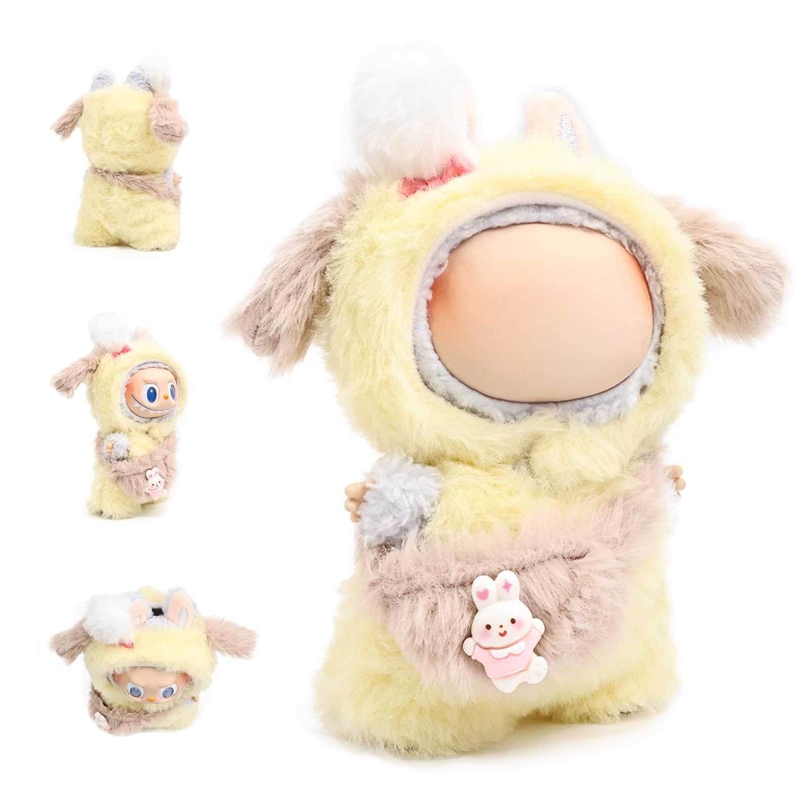 HiOKOU Labubu rabbit bee outfit for 17cm doll, soft plush and vivid color
