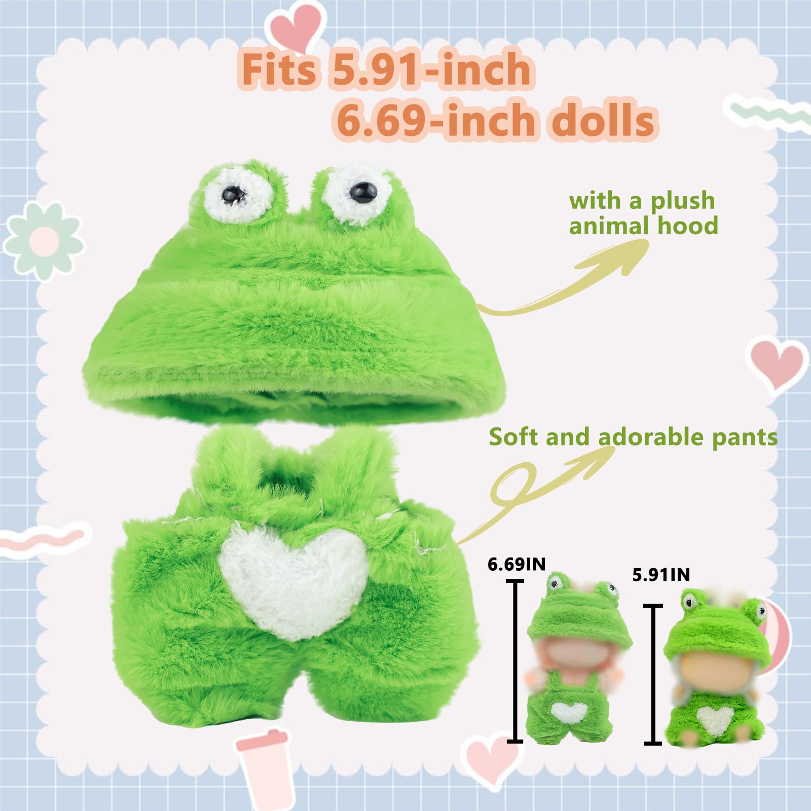 HiOKOU Labubu 17cm monkey outfit adds playful charm to any doll.