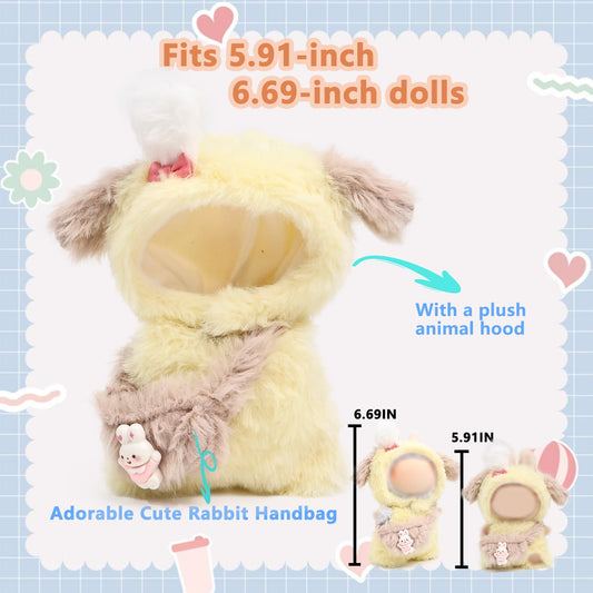 HiOKOU Labubu rabbit monkey costume for 17cm doll, playful look