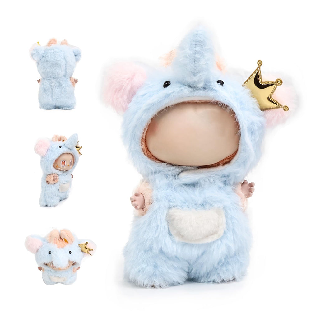 HiOKOU Labubu elephant outfit on a 17 cm doll, ideal for daily display