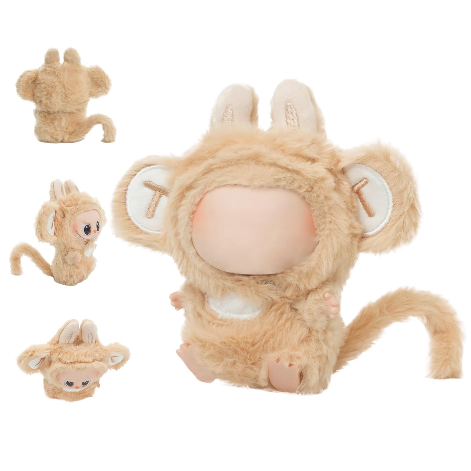 HiOKOU Labubu monkey outfit for 17cm doll, easy dress-up for quick playtime