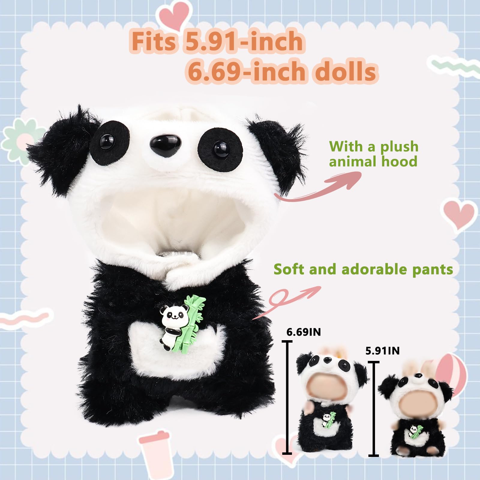 HiOKOU panda doll outfit, soft plush texture and vivid colors for play