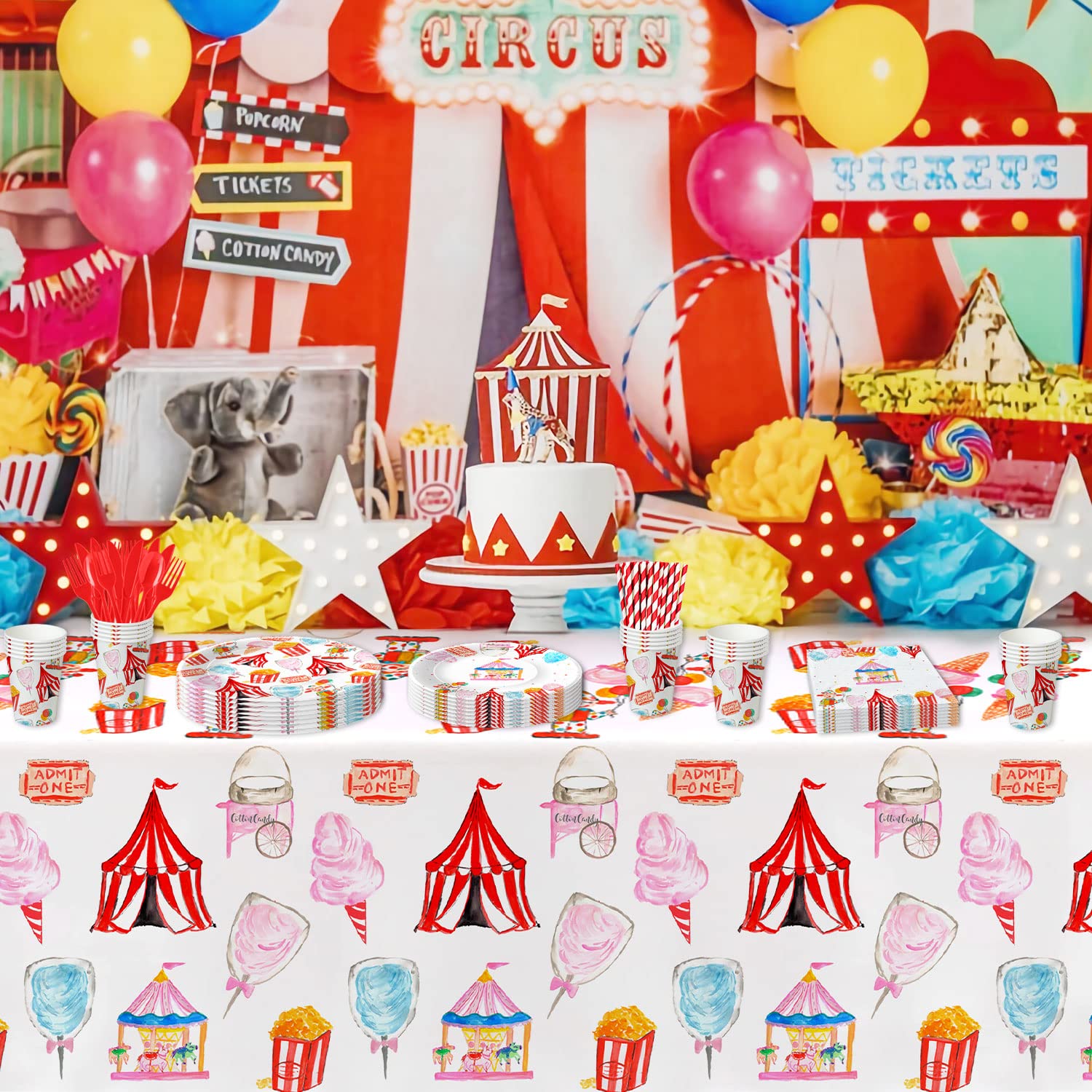 HIPVVILD Circus tablecloth demonstrates sturdy plastic that resists tearing.