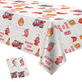Hipvvild fire-truck tablecloth with flame pattern enhances birthday décor