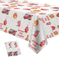 Hipvvild fire-truck tablecloth with flame pattern enhances birthday décor