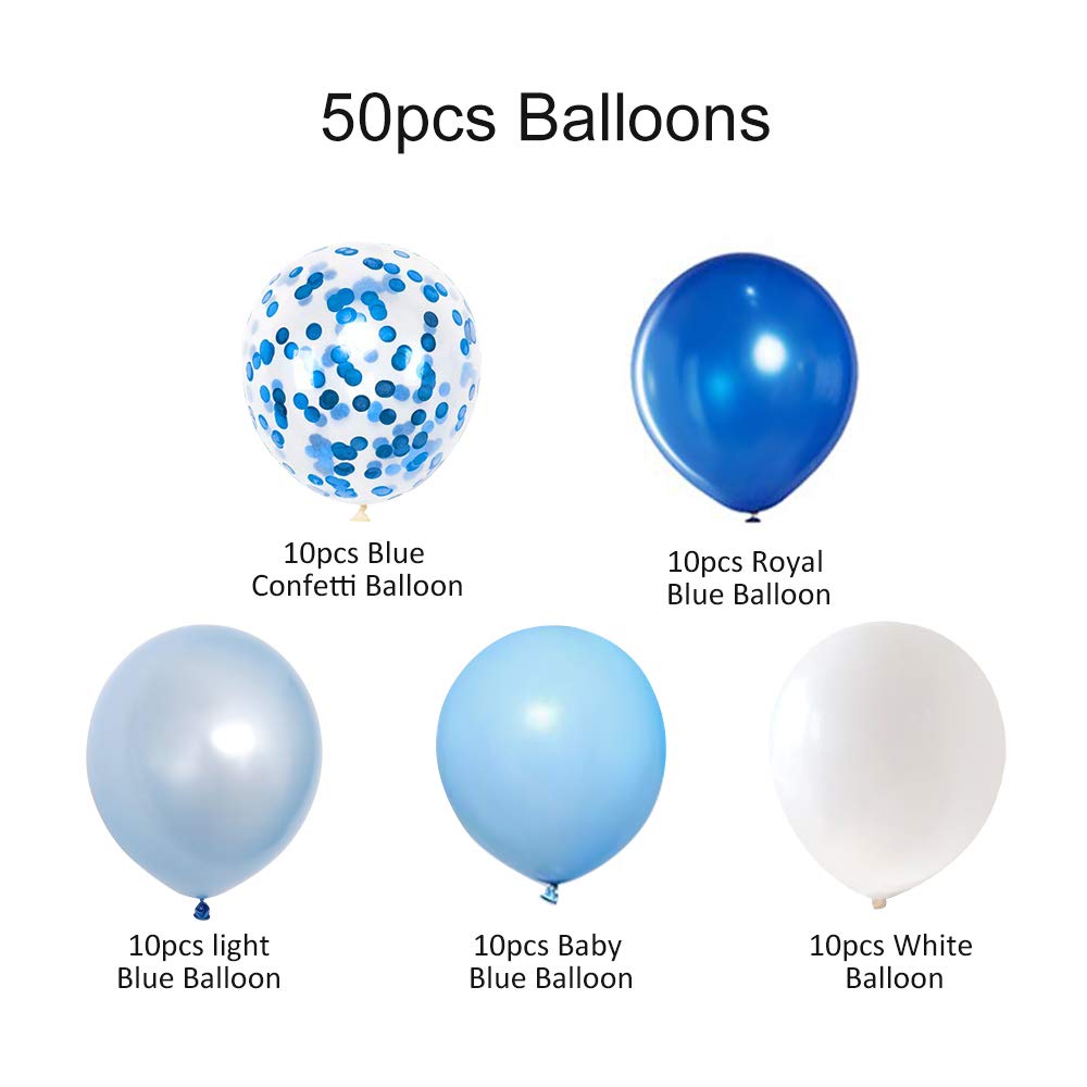 Hiquaty baby blue balloons with confetti add festive sparkle.